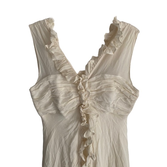 Donna Ricco White Silk Ruffled Dress Size US 4 - Picture 5 of 11